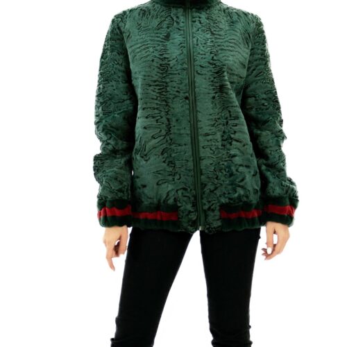 Bomber Green Jacket with Mink Fur